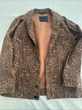 Alexander Wang Brown Leopard Print Denim Jacket